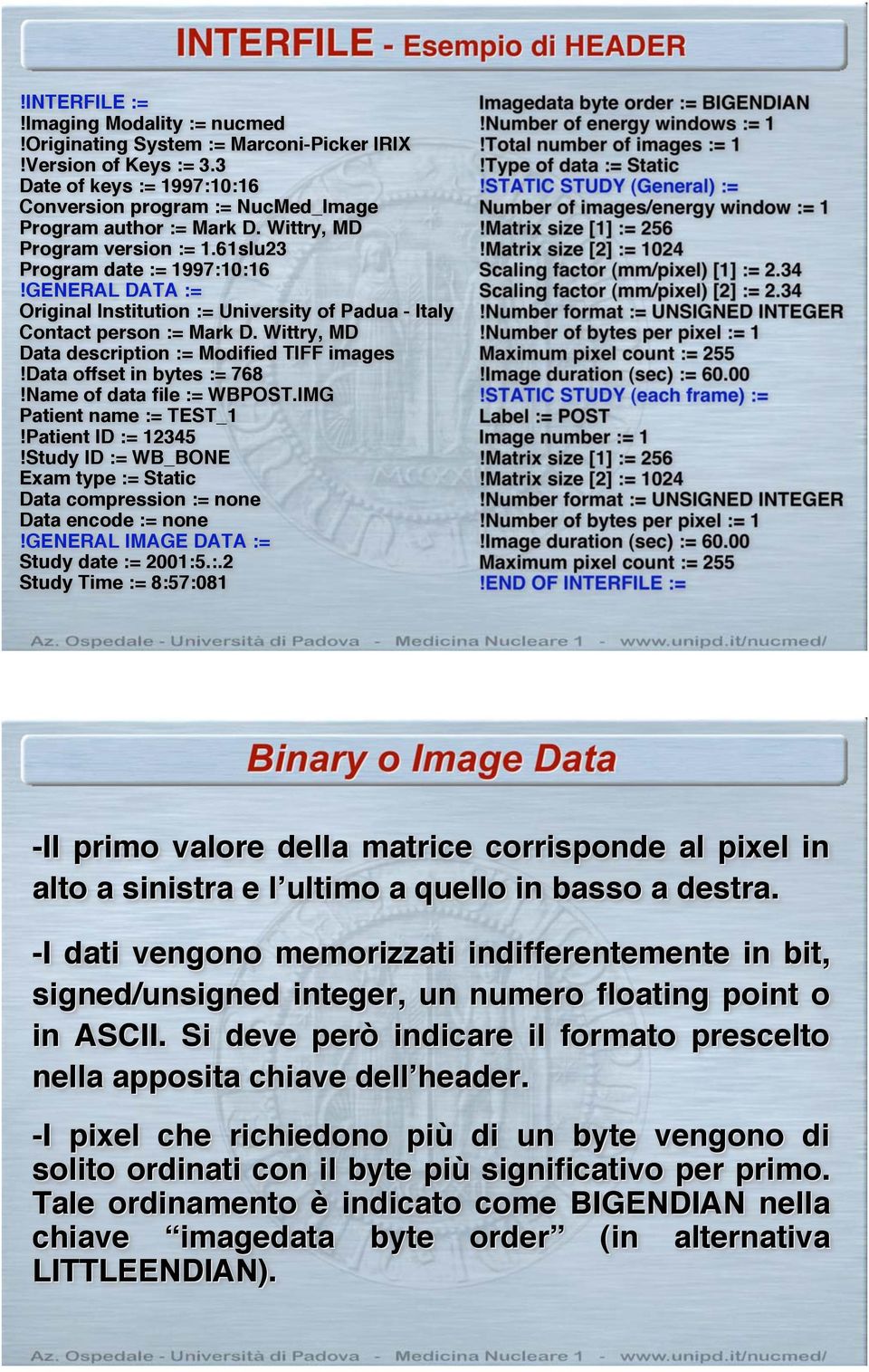 GENERAL DATA := Original Institution := University of Padua - Italy Contact person := Mark D. Wittry, MD Data description := Modified TIFF images!data offset in bytes := 768!