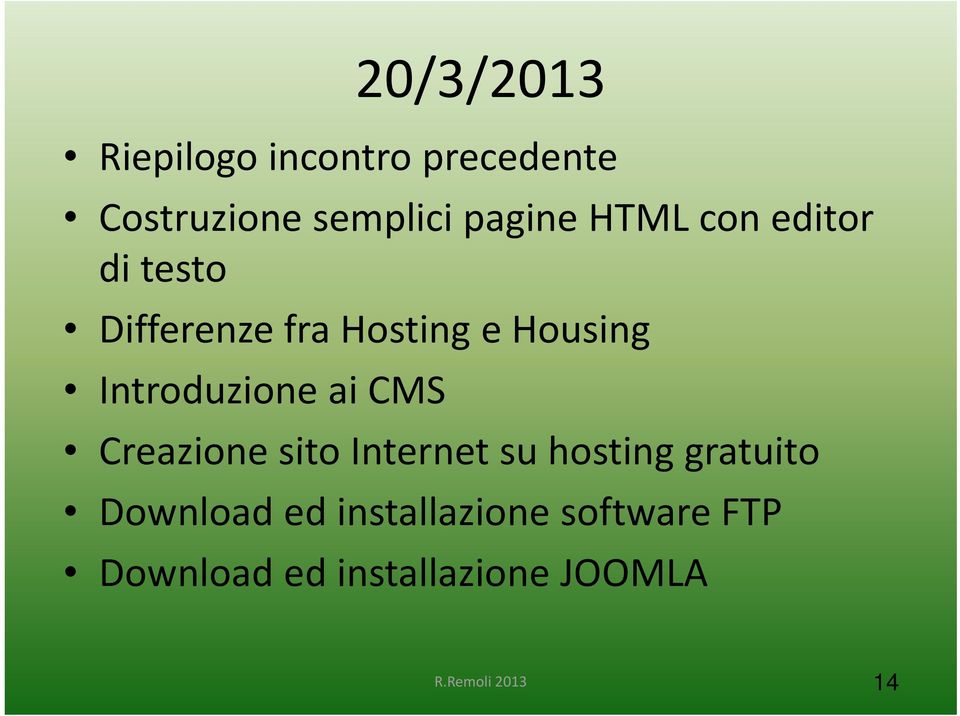 Introduzione ai CMS Creazione sito Internet su hosting gratuito