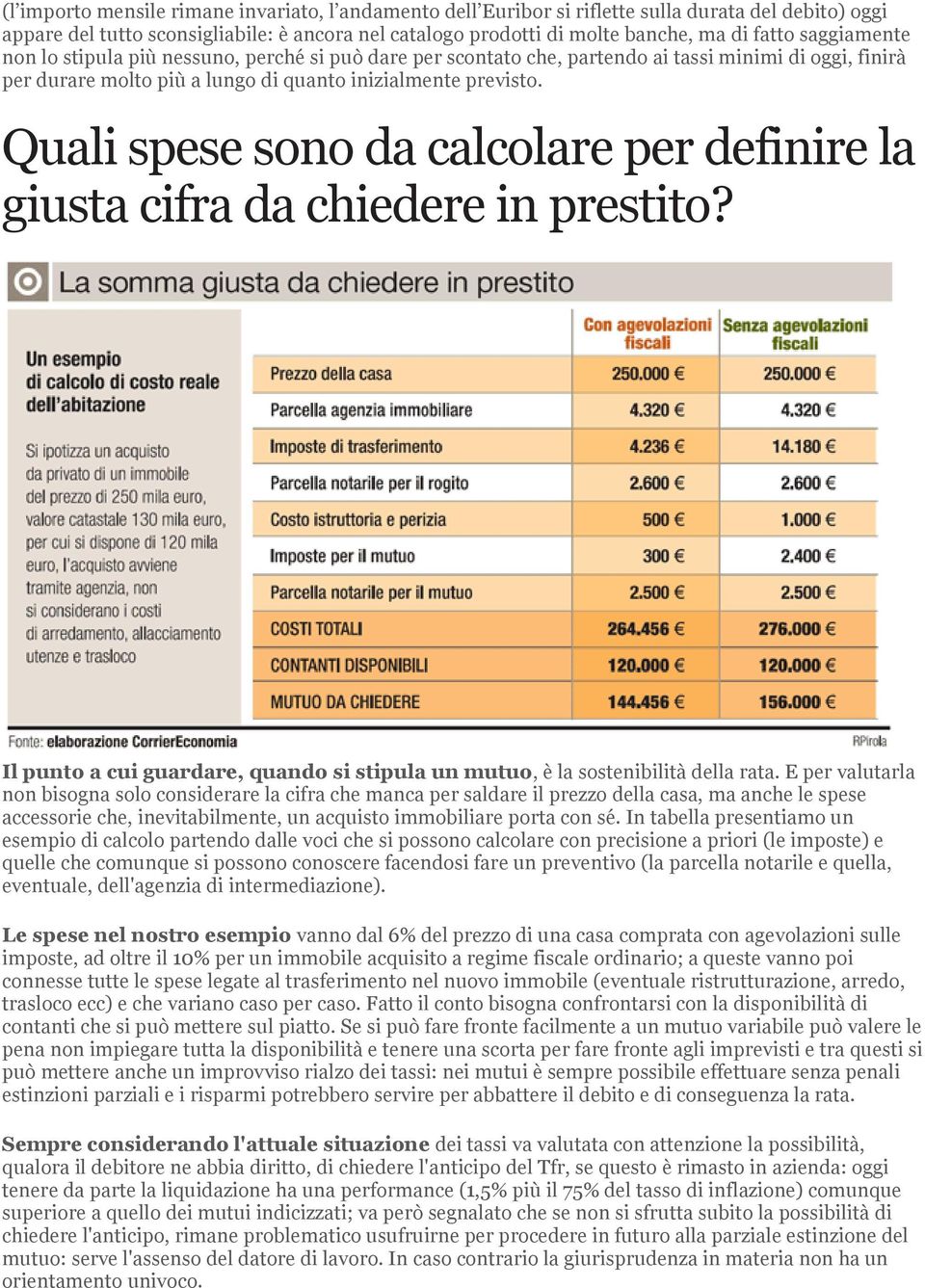 Quali spese sono da calcolare per definire la giusta cifra da chiedere in prestito? Il punto a cui guardare, quando si stipula un mutuo, è la sostenibilità della rata.