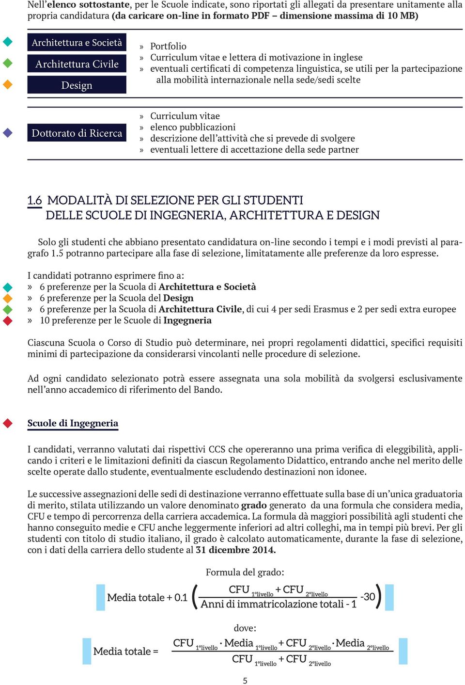 mobilità internazionale nella sede/sedi scelte Dottorato di Ricerca Curriculum vitae elenco pubblicazioni descrizione dell attività che si prevede di svolgere eventuali lettere di accettazione della