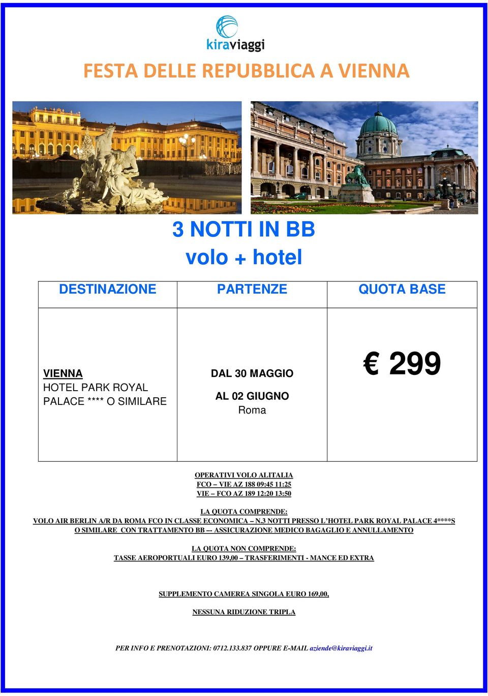 3 NOTTI PRESSO L HOTEL PARK ROYAL PALACE 4****S O SIMILARE CON TRATTAMENTO BB - ASSICURAZIONE MEDICO BAGAGLIO E