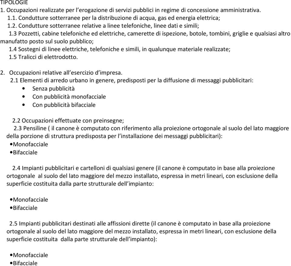 3 Pozzetti, cabine telefoniche ed elettriche, camerette di ispezione, botole, tombini, griglie e qualsiasi altro manufatto posto sul suolo pubblico; 1.