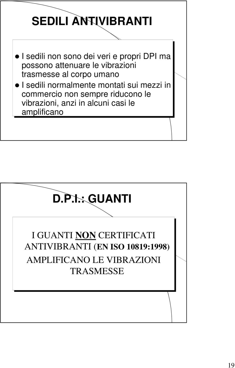 non sempre riducono le vibrazioni, anzi in alcuni casi le amplificano D.P.I.