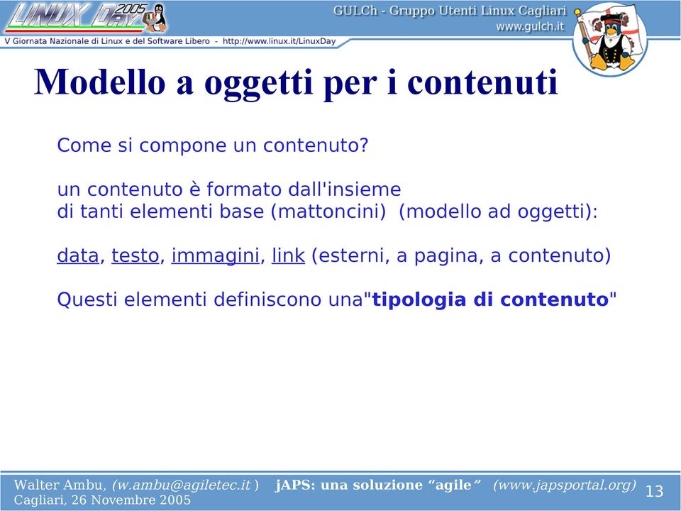 (mattoncini) (modello ad oggetti): data, testo, immagini, link