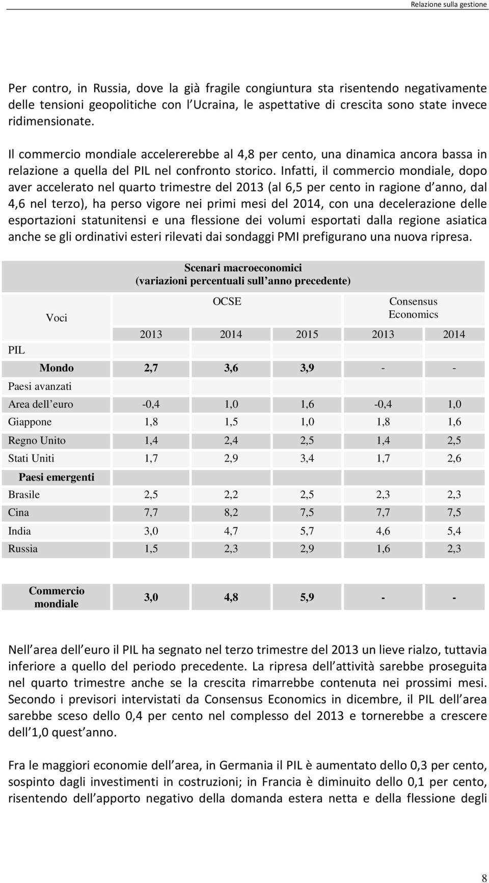 Infatti, il commercio mondiale, dopo aver accelerato nel quarto trimestre del 2013 (al 6,5 per cento in ragione d anno, dal 4,6 nel terzo), ha perso vigore nei primi mesi del 2014, con una