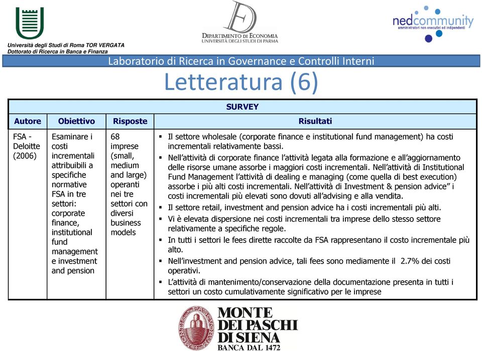 institutional fund management) ha costi incrementali relativamente bassi.