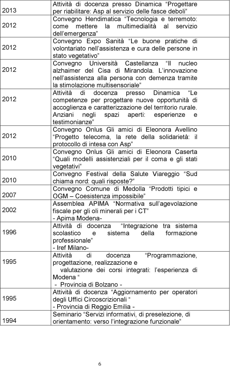 Convegno Università Castellanza Il nucleo alzhaimer del Cisa di Mirandola.