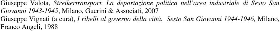 Giovanni 1943-1945, Milano, Guerini & Associati, 2007 Giuseppe