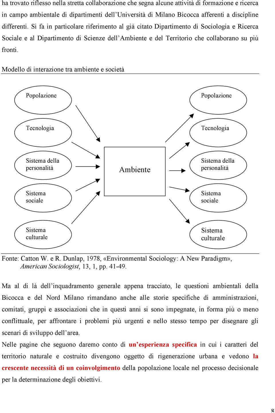 Modello di interazione tra ambiente e società Popolazione Popolazione Tecnologia Tecnologia Sistema della personalità Ambiente Sistema della personalità Sistema sociale Sistema sociale Sistema