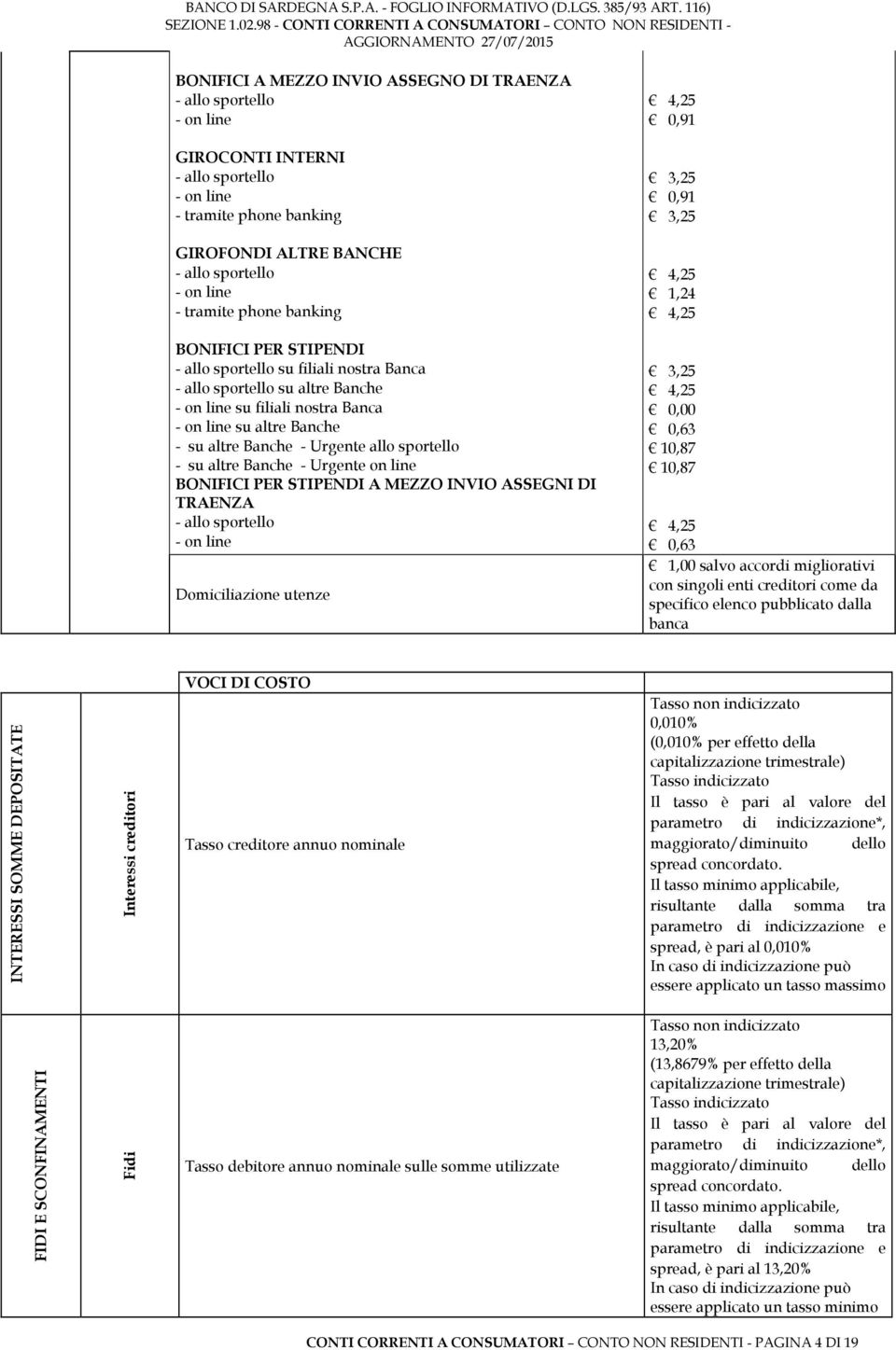 su altre Banche - su altre Banche - Urgente allo sportello - su altre Banche - Urgente on line BONIFICI PER STIPENDI A MEZZO INVIO ASSEGNI DI TRAENZA - allo sportello - on line Domiciliazione utenze