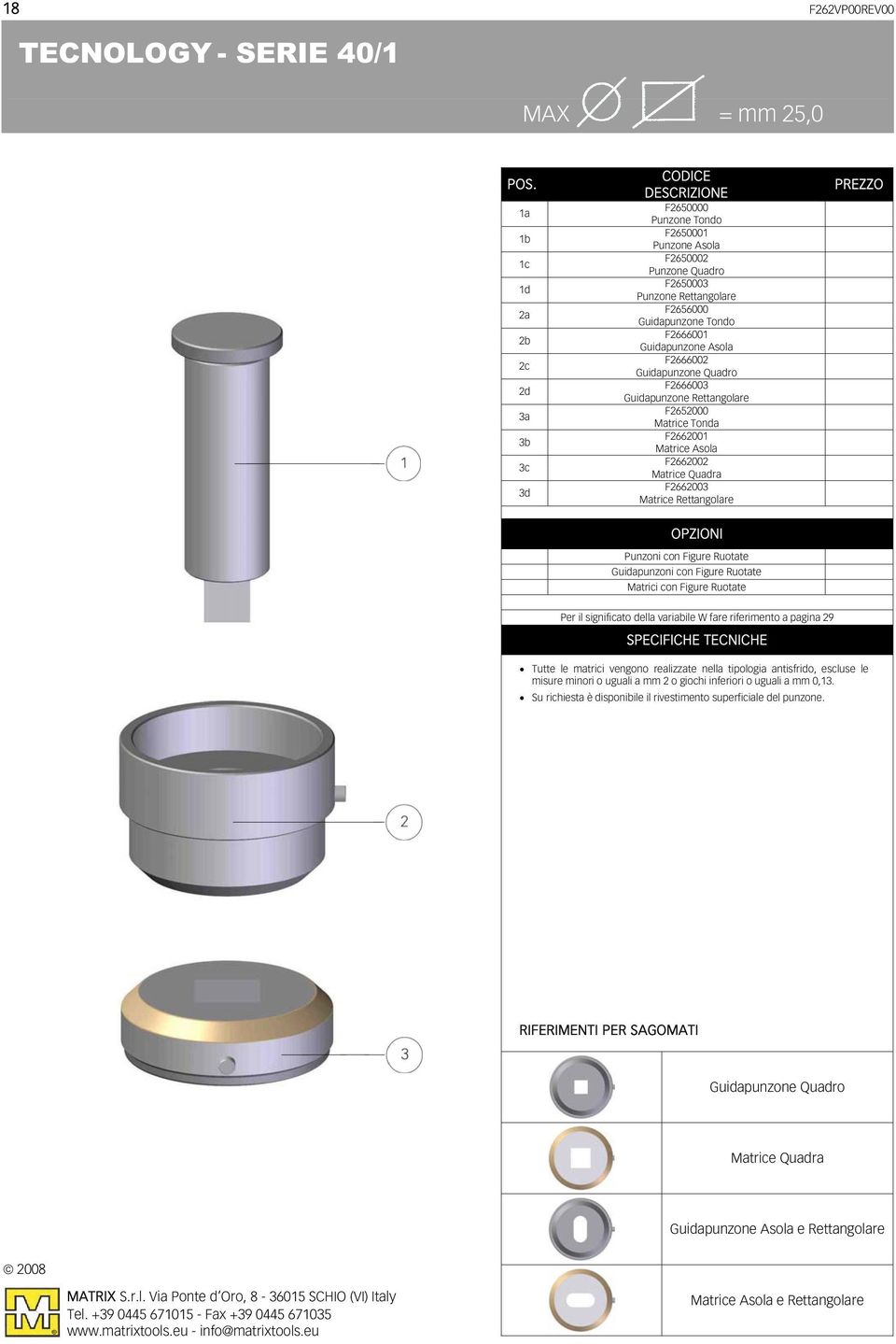 Guidapunzone Rettangolare F2652000 F2662001 F2662002 F2662003 Guidapunzoni con Figure Ruotate Tutte le matrici