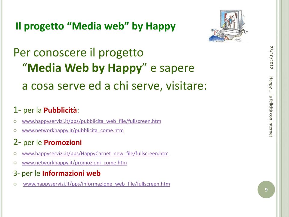 it/pubblicita_come.htm 2- per le Promozioni www.happyservizi.it/pps/happycarnet_new_file/fullscreen.htm www.