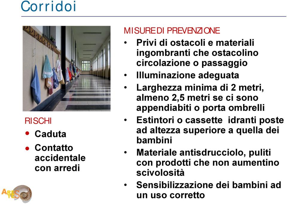 metri se ci sono appendiabiti o porta ombrelli Estintori o cassette idranti poste ad altezza superiore a quella dei