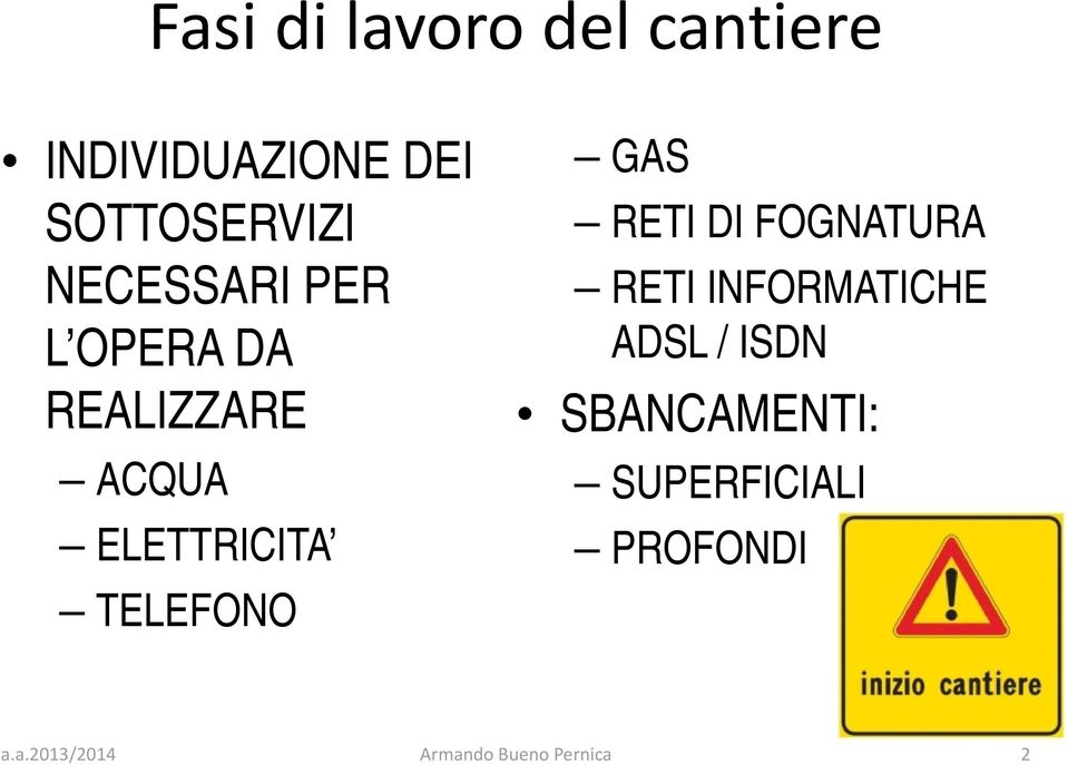 FOGNATURA RETI INFORMATICHE ADSL / ISDN SBANCAMENTI: