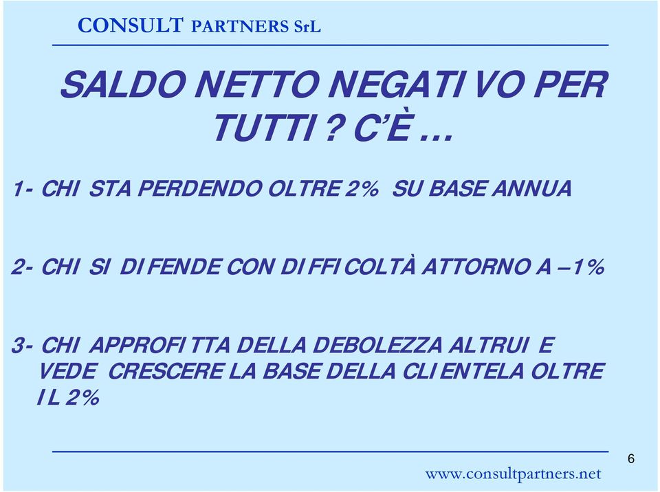 SI DIFENDE CON DIFFICOLTÀ ATTORNO A 1% 3- CHI