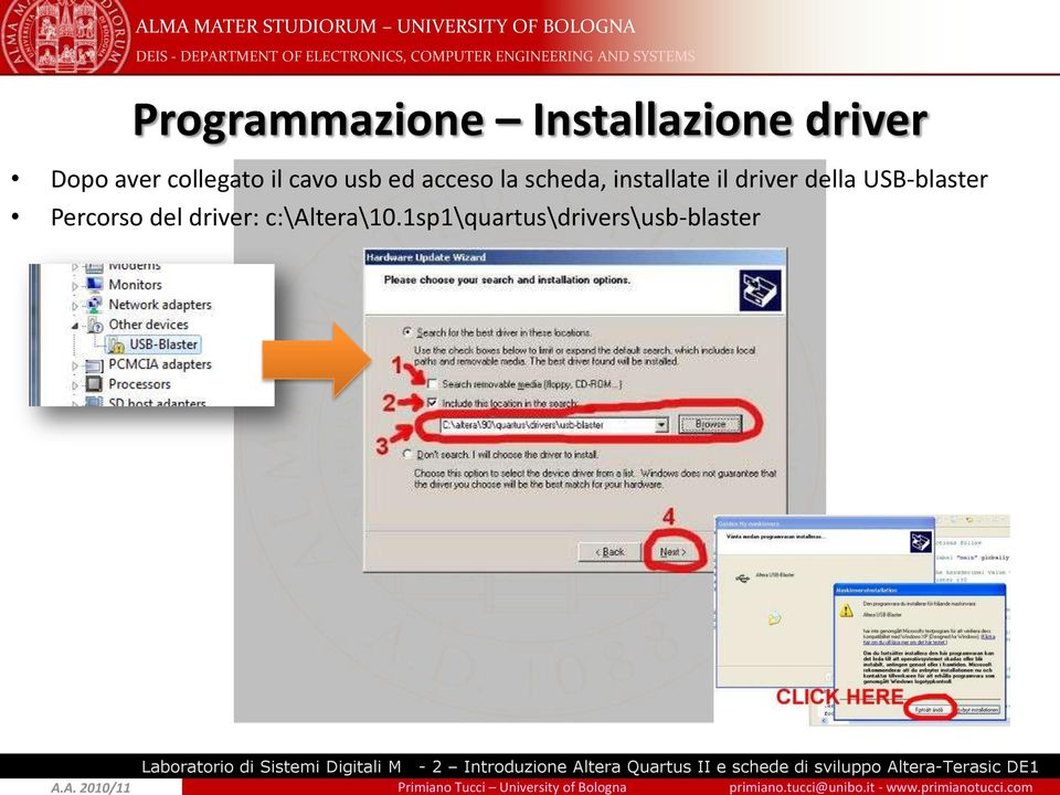 installate il driver della USB-blaster Percorso