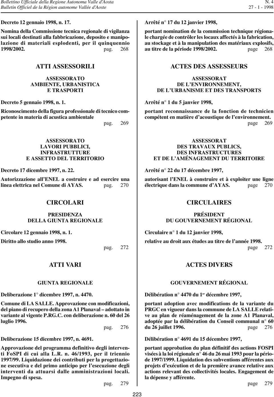 268 Arrêté n 17 du 12 janvier 1998, portant nomination de la commission technique régionale chargée de contrôler les locaux affectés à la fabrication, au stockage et à la manipulation des matériaux