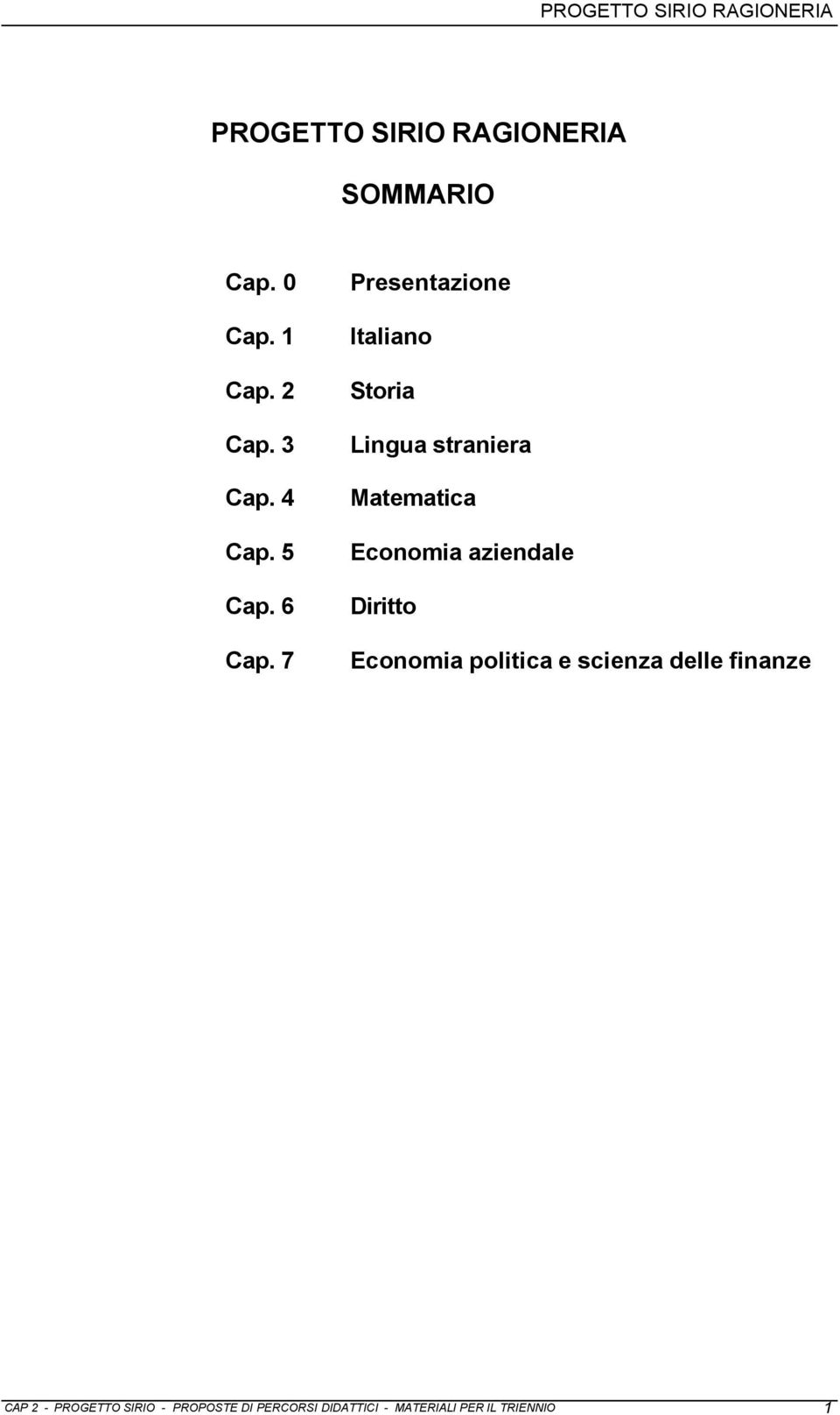 7 Presentazione Italiano Storia Lingua straniera Matematica Economia aziendale