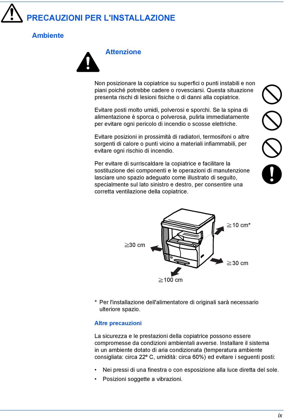 Se la spina di alimentazione è sporca o polverosa, pulirla immediatamente per evitare ogni pericolo di incendio o scosse elettriche.