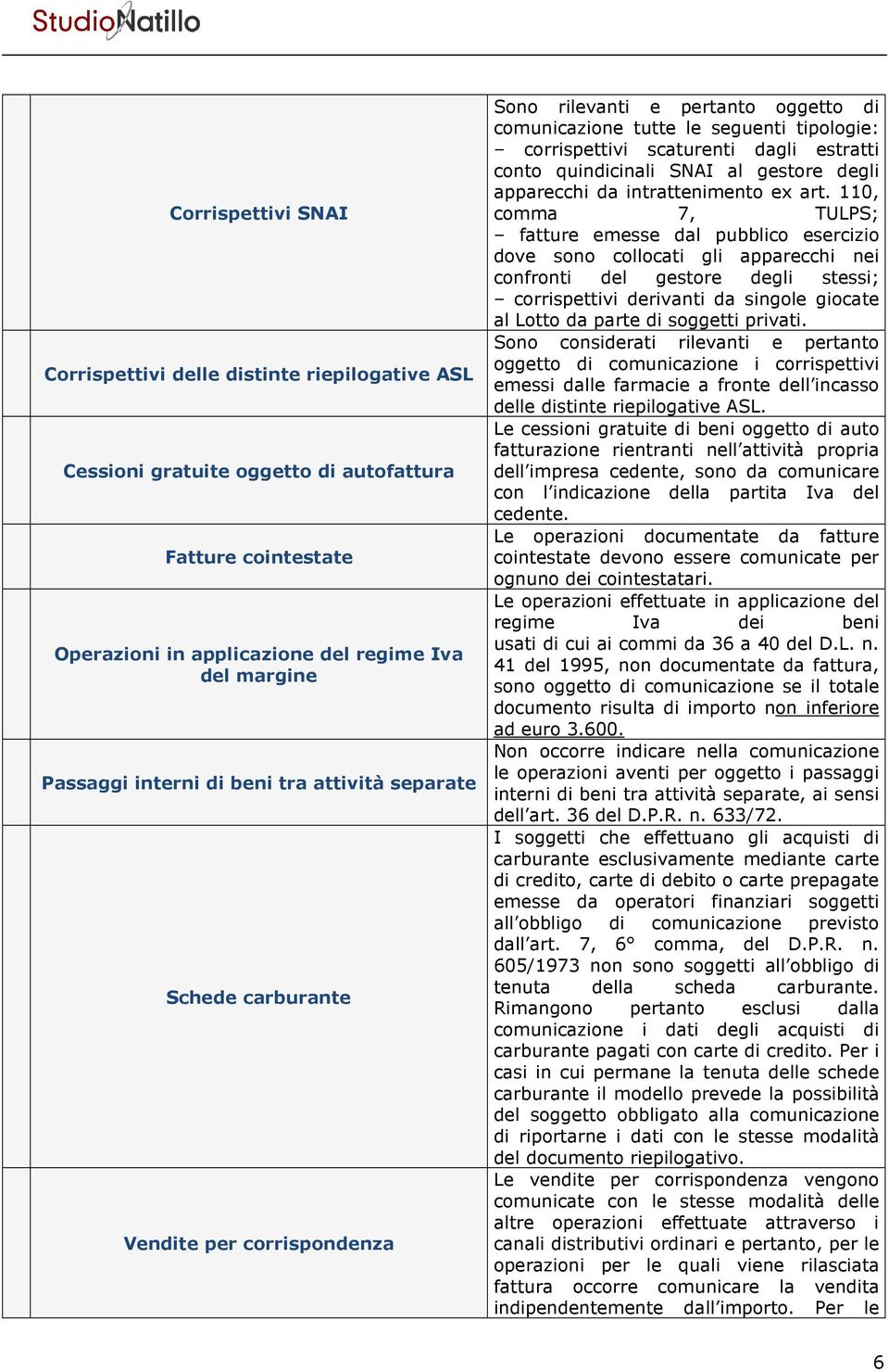 conto quindicinali SNAI al gestore degli apparecchi da intrattenimento ex art.