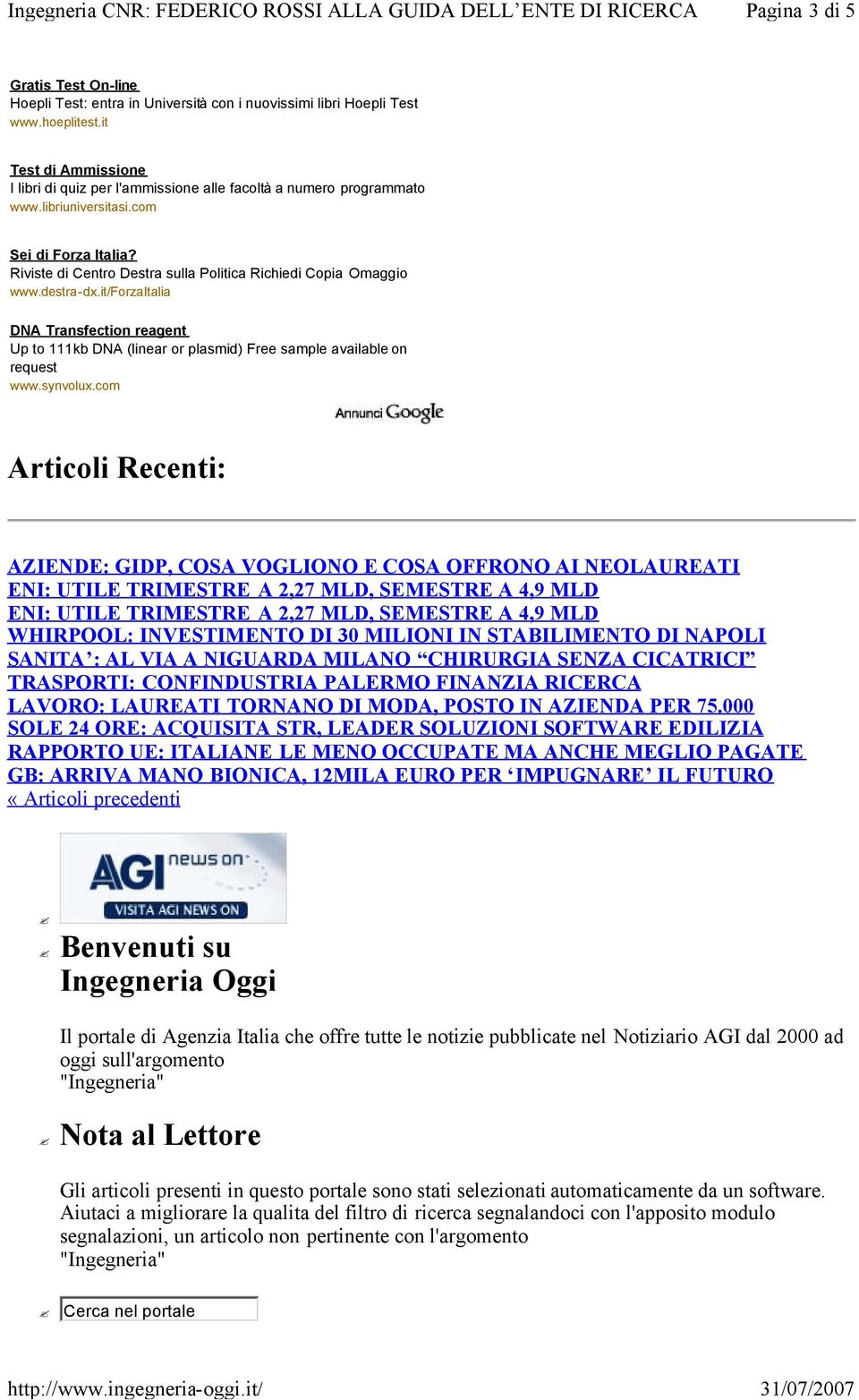 Riviste di Centro Destra sulla Politica Richiedi Copia Omaggio www.destra-dx.it/forzaitalia DNA Transfection reagent Up to 111kb DNA (linear or plasmid) Free sample available on request www.synvolux.