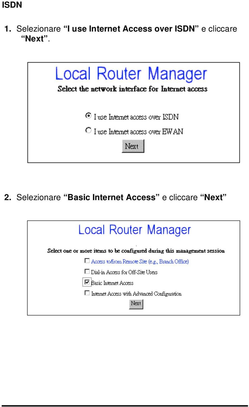 Access over ISDN e cliccare
