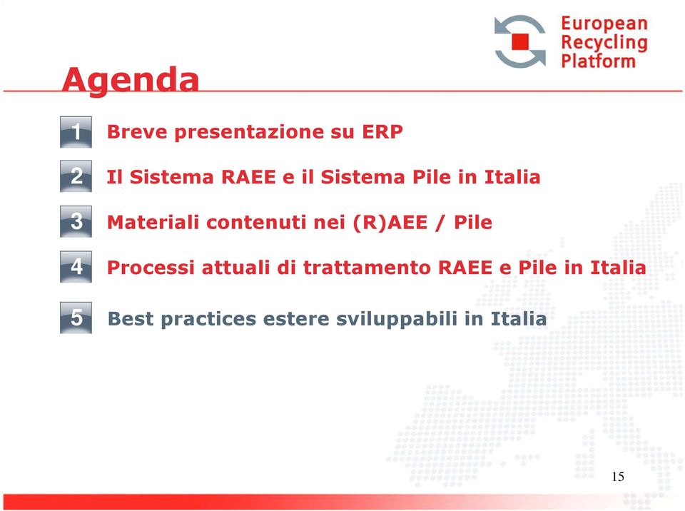 (R)AEE/ Pile Processi attuali di trattamento RAEE e Pile