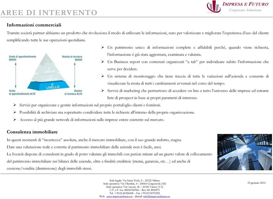 Un Business report con contenuti organizzati a tab per individuare subito l informazione che serve per decidere.