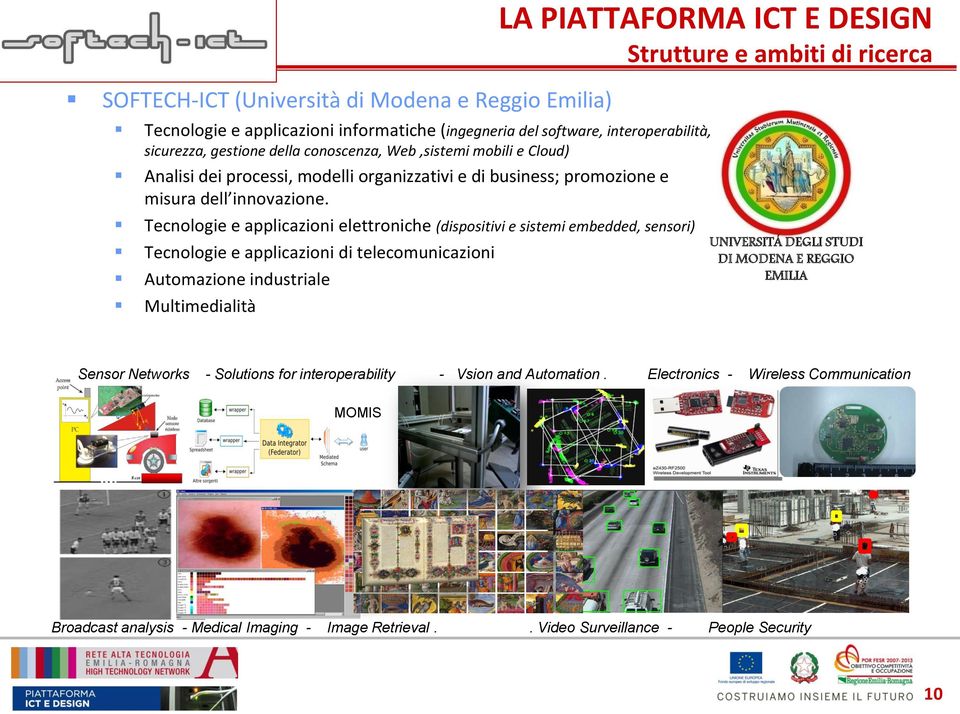 Tecnologie e applicazioni elettroniche (dispositivi e sistemi embedded, sensori) Tecnologie e applicazioni di telecomunicazioni Automazione industriale Multimedialità UNIVERSITÁ DEGLI STUDI DI