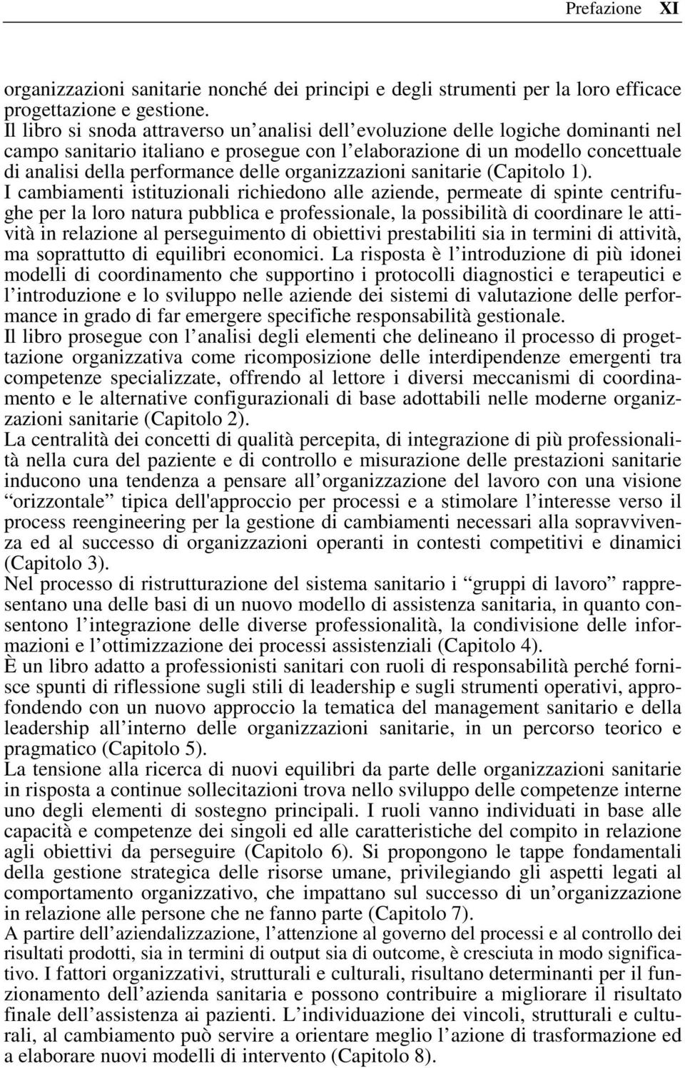 organizzazioni sanitarie (Capitolo 1).