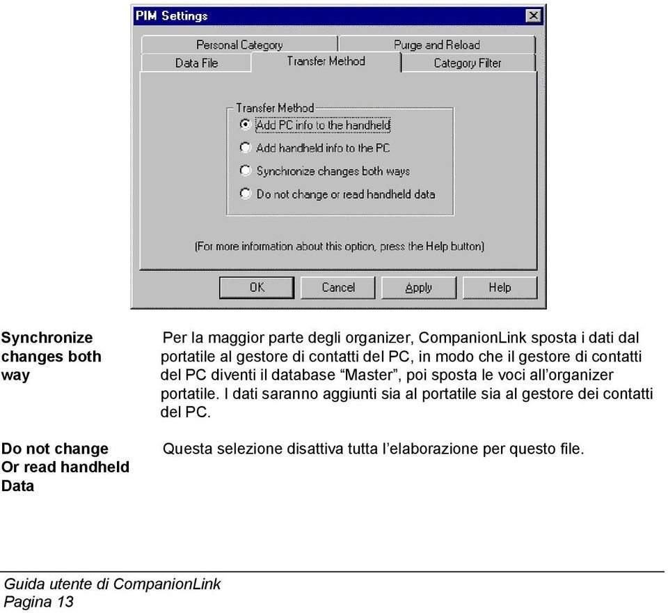 del PC diventi il database Master, poi sposta le voci all organizer portatile.