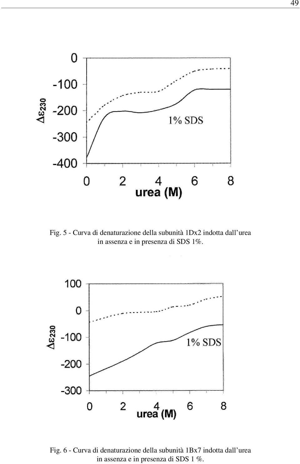 indotta dall urea in assenza e in presenza di SDS 1%.