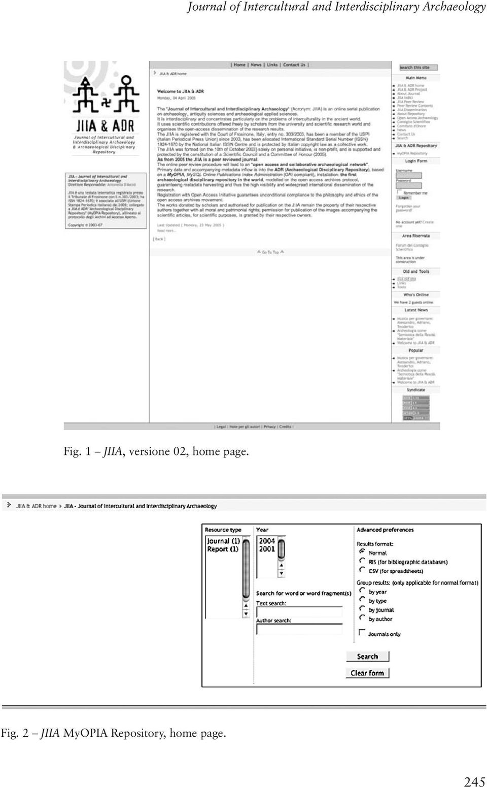 1 JIIA, versione 02, home page. Fig.