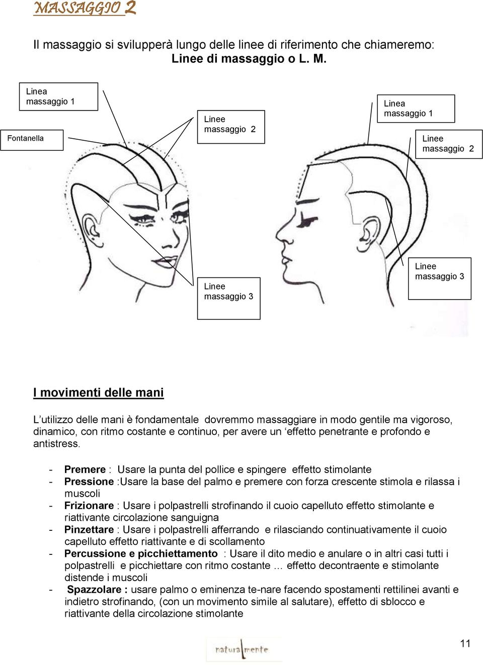 in modo gentile ma vigoroso, dinamico, con ritmo costante e continuo, per avere un effetto penetrante e profondo e antistress.