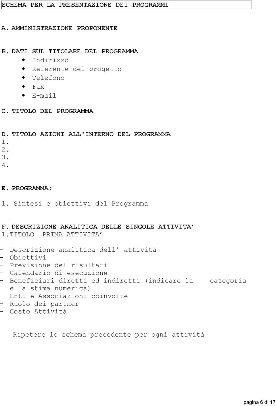 DESCRIZIONE ANALITICA DELLE SINGOLE ATTIVITA 1.