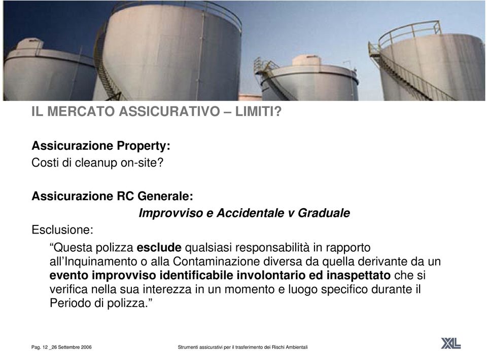 responsabilità in rapporto all Inquinamento o alla Contaminazione diversa da quella derivante da un evento improvviso