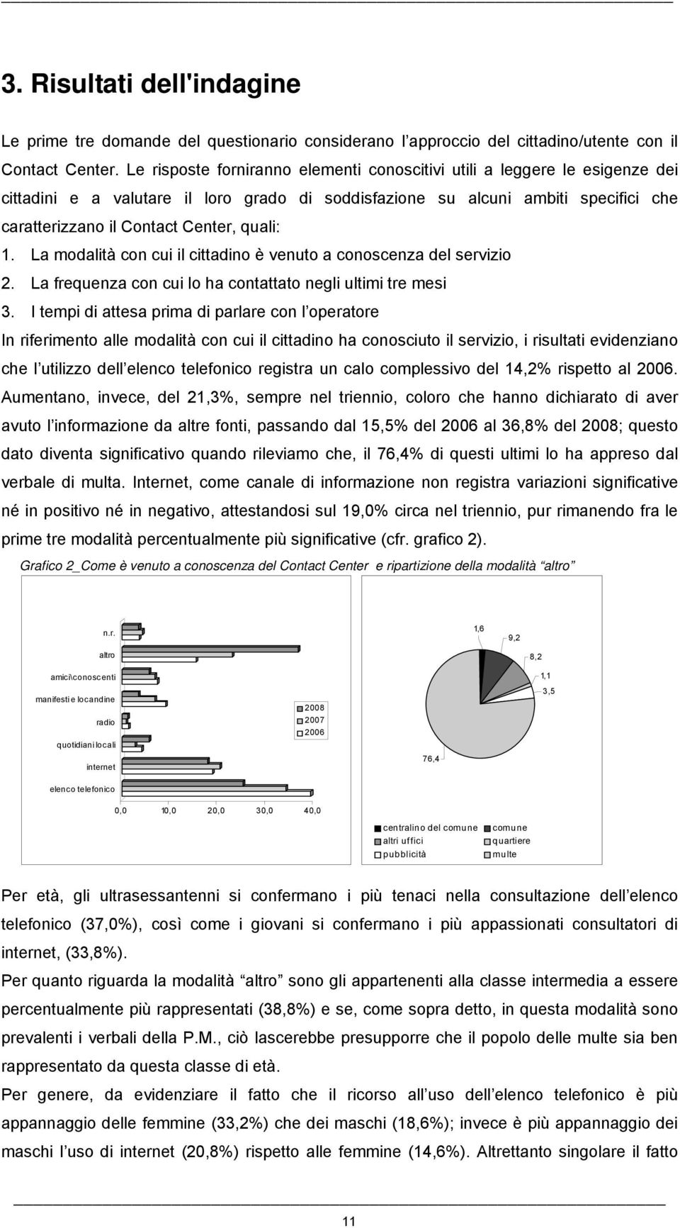 quali: 1. La modalità con cui il cittadino è venuto a conoscenza del servizio 2. La frequenza con cui lo ha contattato negli ultimi tre mesi 3.