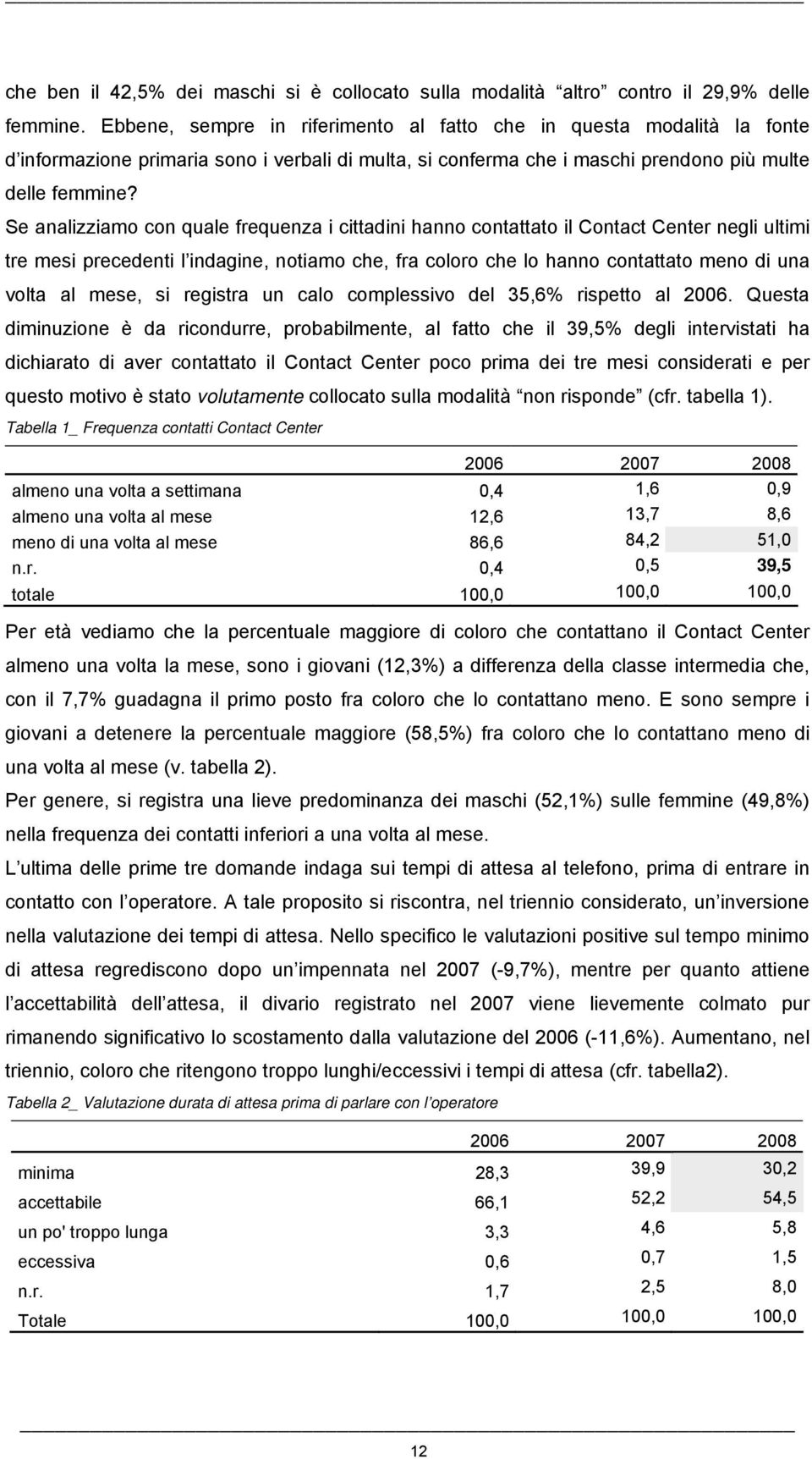 Se analizziamo con quale frequenza i cittadini hanno contattato il Contact Center negli ultimi tre mesi precedenti l indagine, notiamo che, fra coloro che lo hanno contattato meno di una volta al