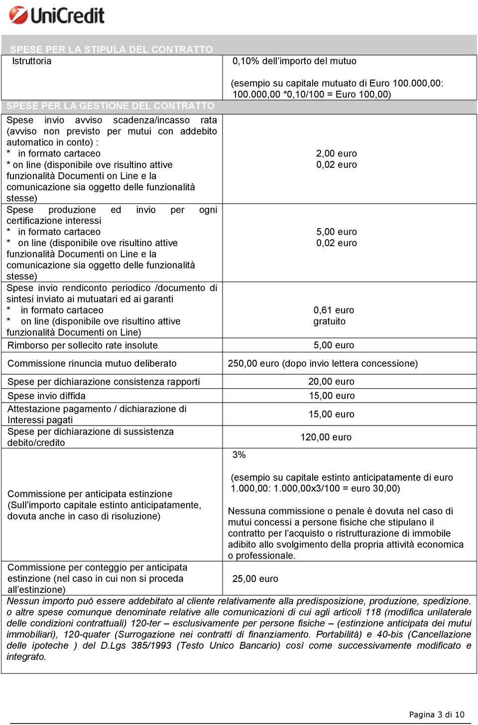 interessi * in formato cartaceo * on line (disponibile ove risultino attive funzionalità Documenti on Line e la comunicazione sia oggetto delle funzionalità stesse) Spese invio rendiconto periodico