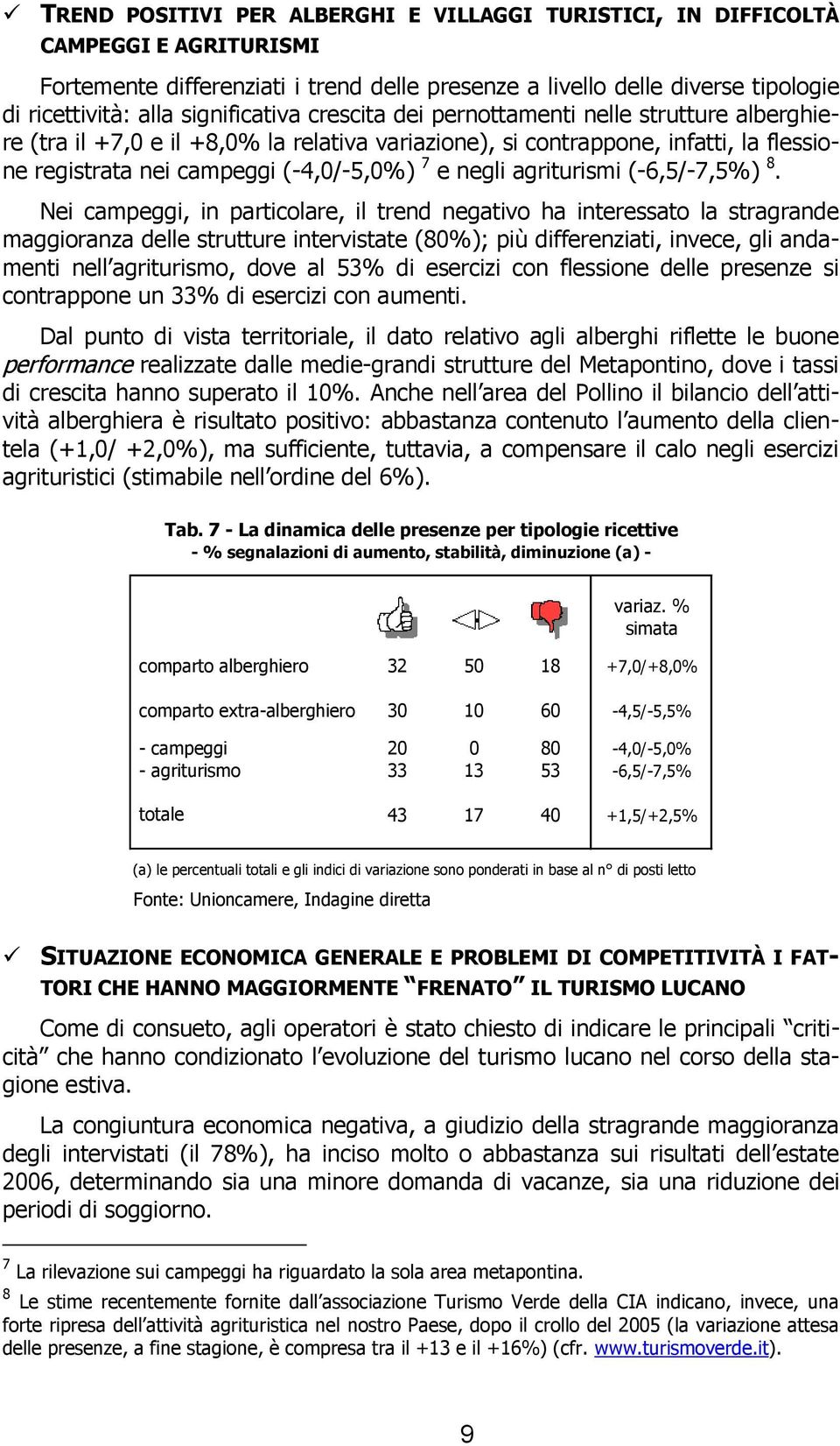 negli agriturismi (-6,5/-7,5%) 8.