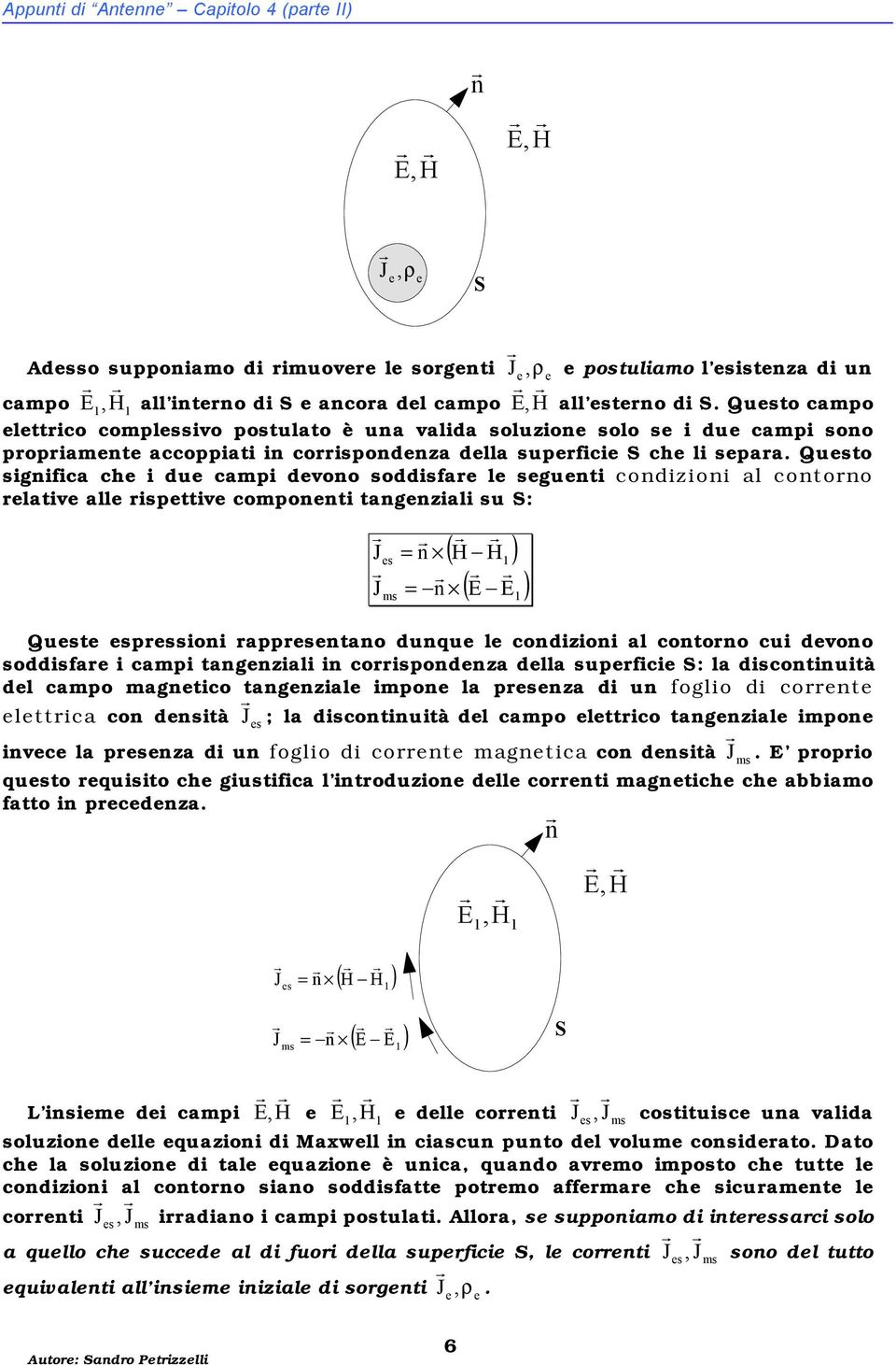 Qusto signific ch i du cpi dvono soddisf l sgunti condizioni l contono ltiv ll ispttiv coponnti tngnzili su S: s n n ( H H ) ( ) Qust spssioni ppsntno dunqu l condizioni l contono cui dvono soddisf i