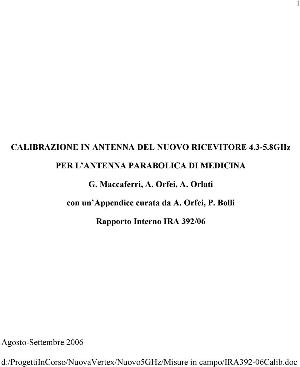 Orlati con un Appendice curata da A. Orfei, P.