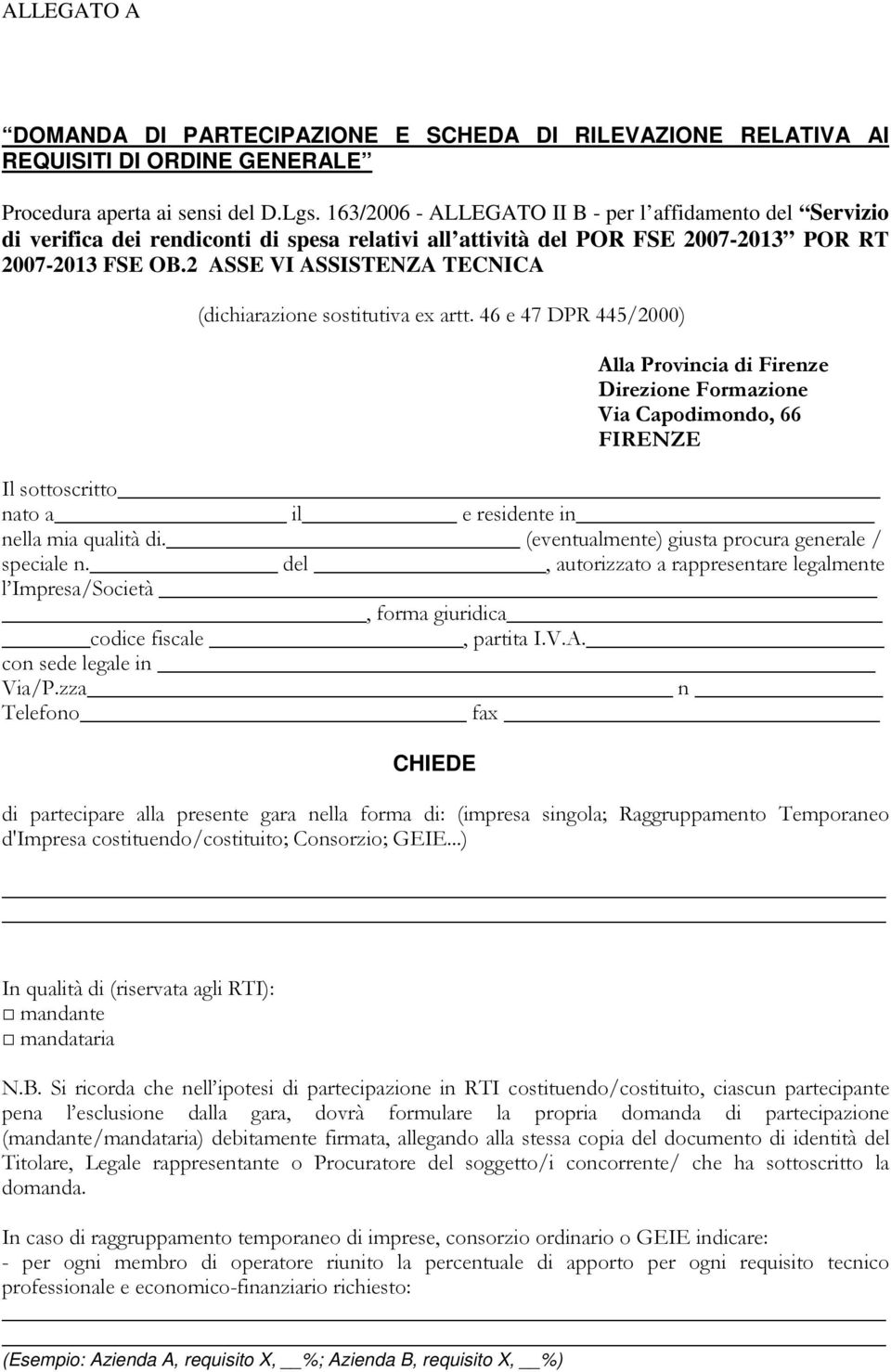 2 ASSE VI ASSISTENZA TECNICA (dichiarazione sostitutiva ex artt.