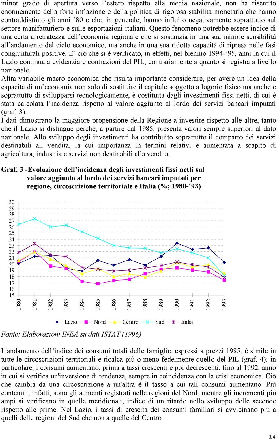 Questo fenomeno potrebbe essere indice di una certa arretratezza dell economia regionale che si sostanzia in una sua minore sensibilità all andamento del ciclo economico, ma anche in una sua ridotta