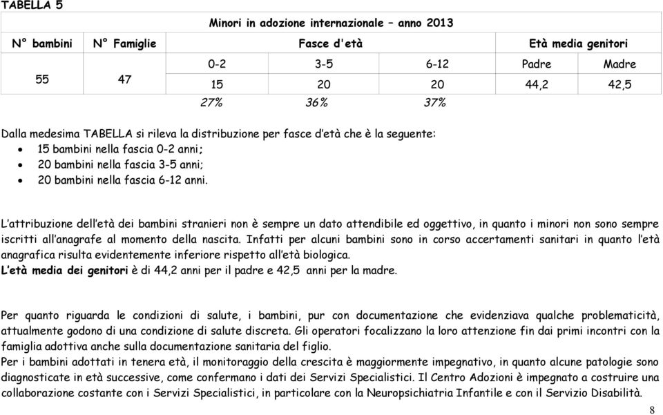 L attribuzione dell età dei bambini stranieri non è sempre un dato attendibile ed oggettivo, in quanto i minori non sono sempre iscritti all anagrafe al momento della nascita.