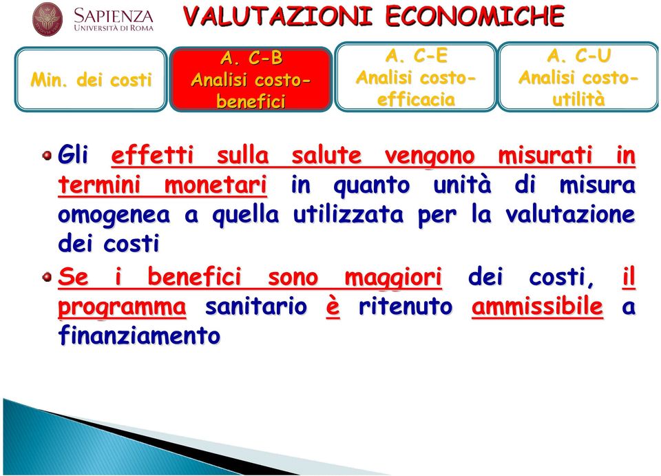 quanto unità di misura omogenea a quella utilizzata per la valutazione dei