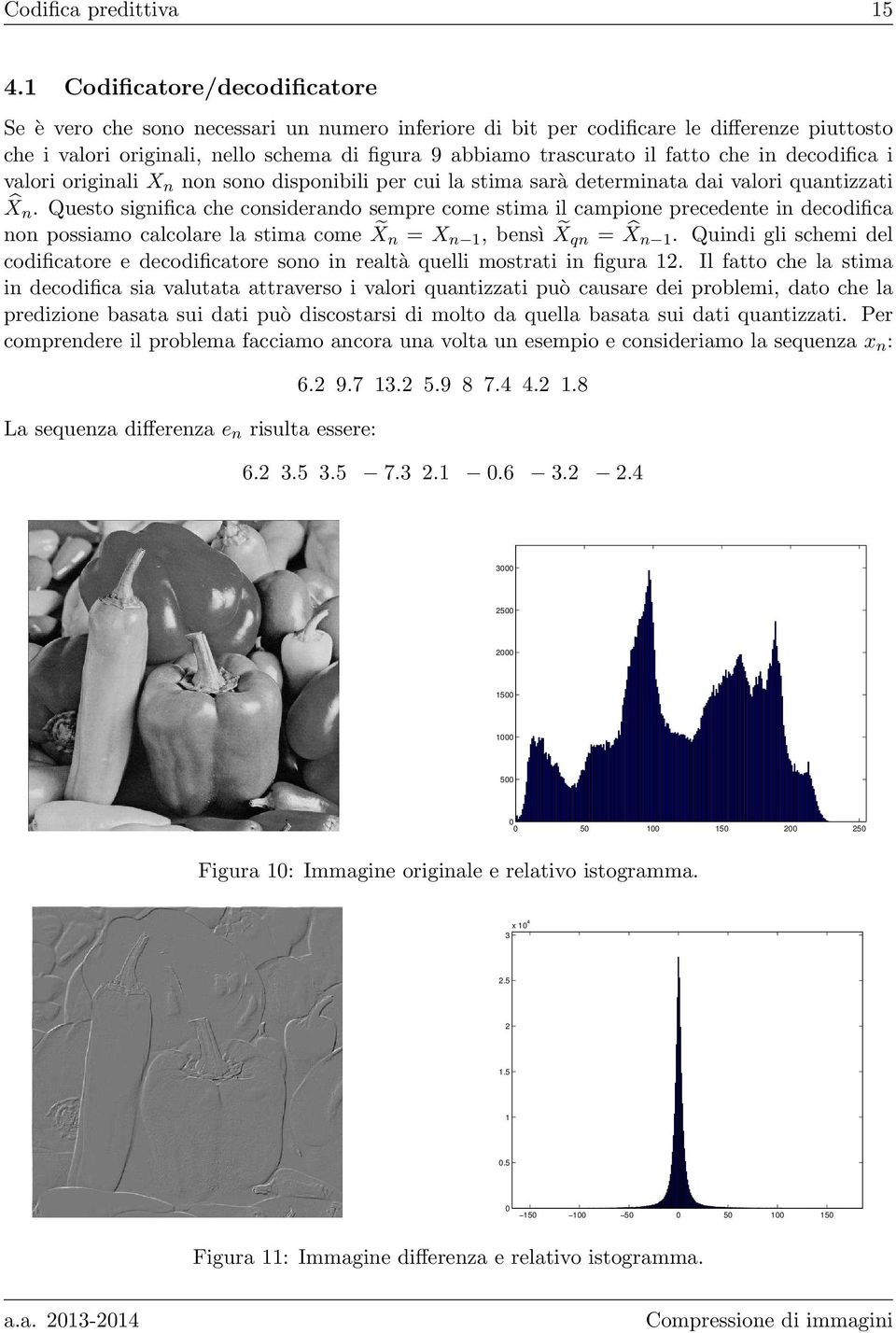 fatto che in decodifica i valori originali X n non sono disponibili per cui la stima sarà determinata dai valori quantizzati X n.