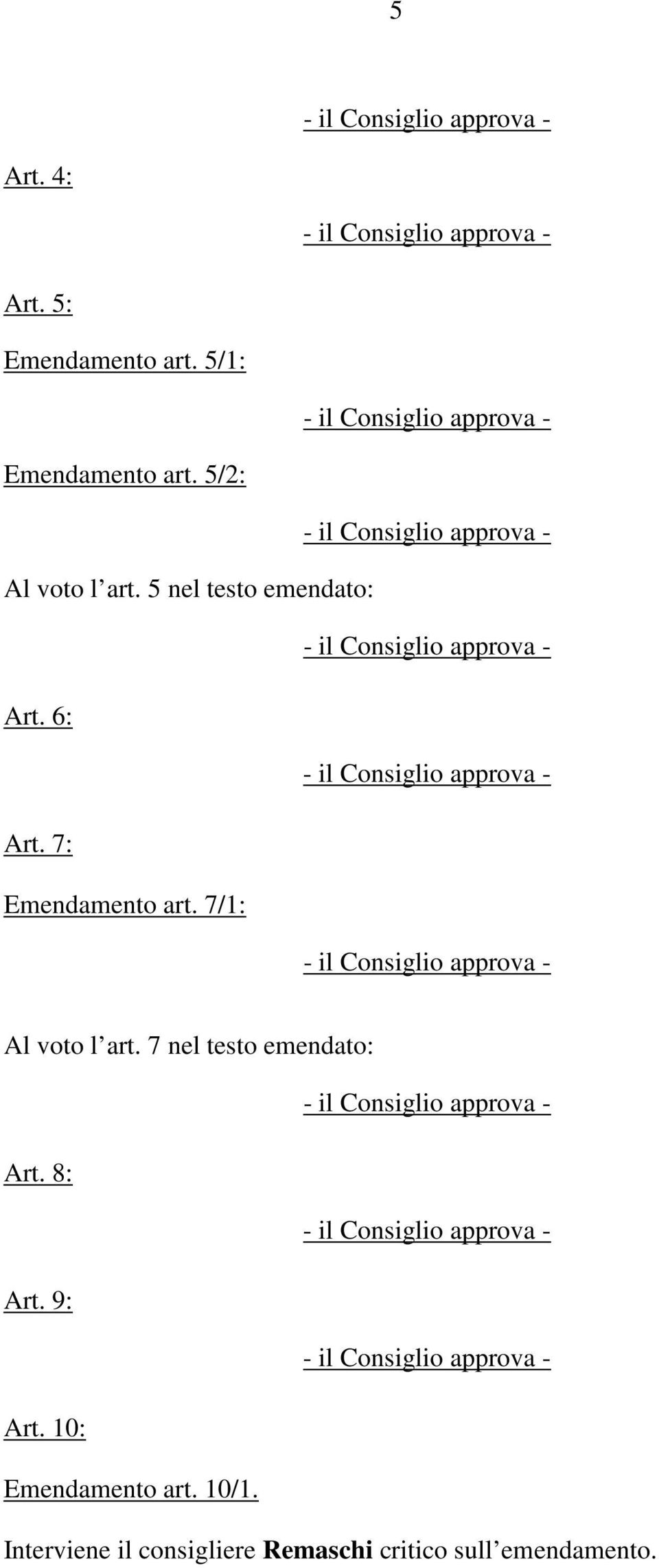 7: Emendamento art. 7/1: Al voto l art. 7 nel testo emendato: Art.