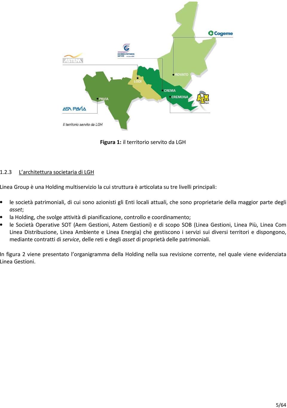 attuali, che sono proprietarie della maggior parte degli asset; la Holding, che svolge attività di pianificazione, controllo e coordinamento; le Società Operative SOT (Aem Gestioni, Astem Gestioni) e