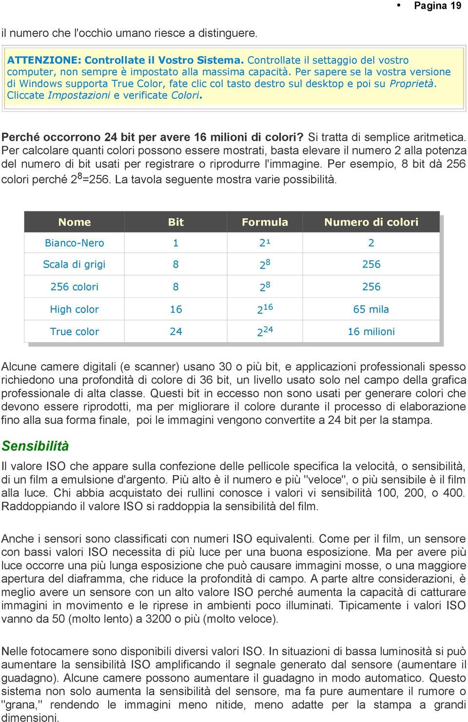 Perché occorrono 24 bit per avere 16 milioni di colori? Si tratta di semplice aritmetica.